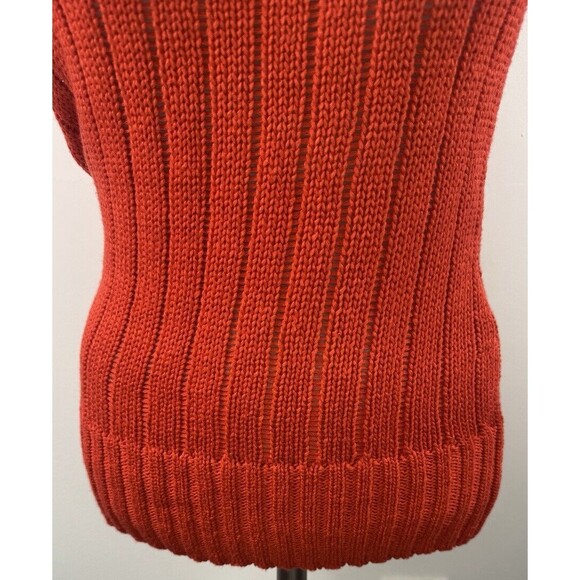 Sweater Project Ribbed Short Sleeve Knit Top Orange Scoop Neck Pulloever Small - Picture 4 of 10